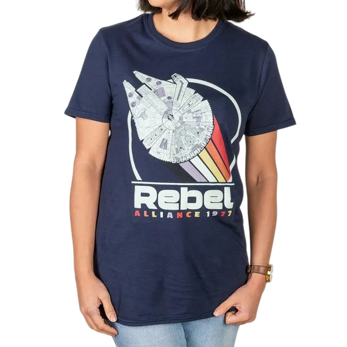 Navy - Side - Star Wars Rebels Womens-Ladies Alliance 1977 T-Shirt