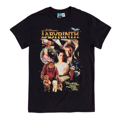 Black - Front - Labyrinth Unisex Adult Retro T-Shirt