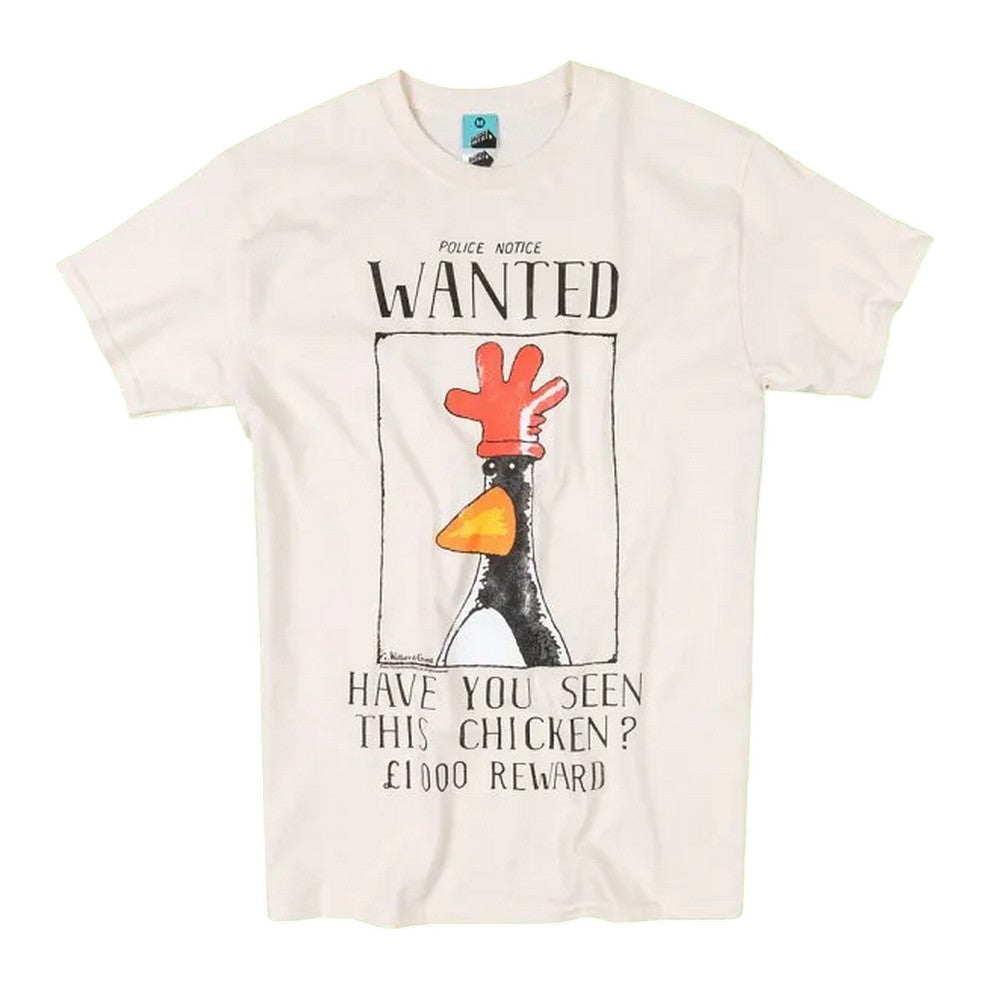 Ecru - Front - Wallace and Gromit Mens Feathers McGraw Wanted Poster T-Shirt