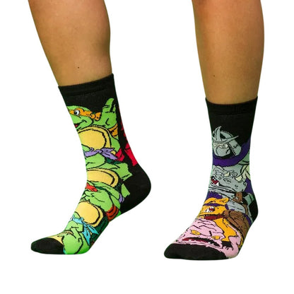 Multicoloured - Close up - Teenage Mutant Ninja Turtles Unisex Adult Heroes And Villains Crew Socks