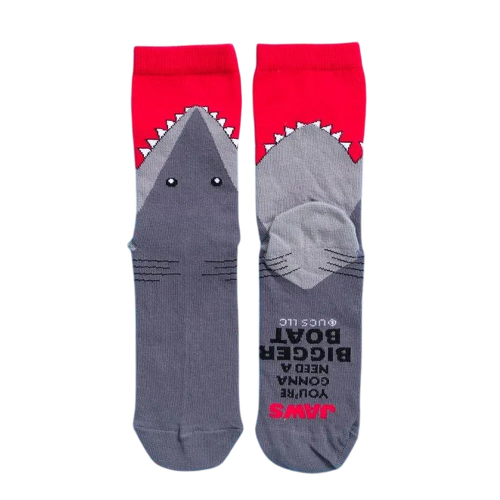 Red-Grey - Pack Shot - Jaws Unisex Adult Bite Crew Socks