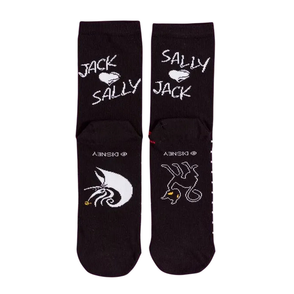 Black-Charcoal - Side - The Nightmare Before Christmas Unisex Adult Jack and Sally Crew Socks