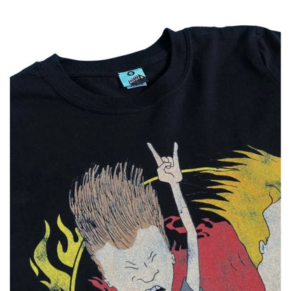 Black - Side - Beavis & Butthead Unisex Adult World Tour 93 Back Print T-Shirt