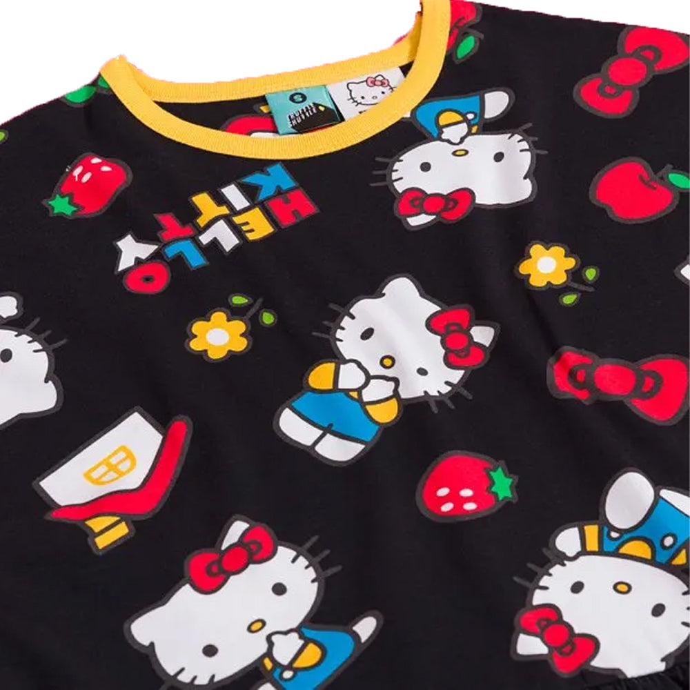 Black - Side - Hello Kitty Womens-Ladies Classic All-Over Print Smock Dress