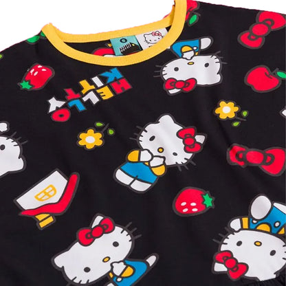 Black - Side - Hello Kitty Womens-Ladies Classic All-Over Print Smock Dress