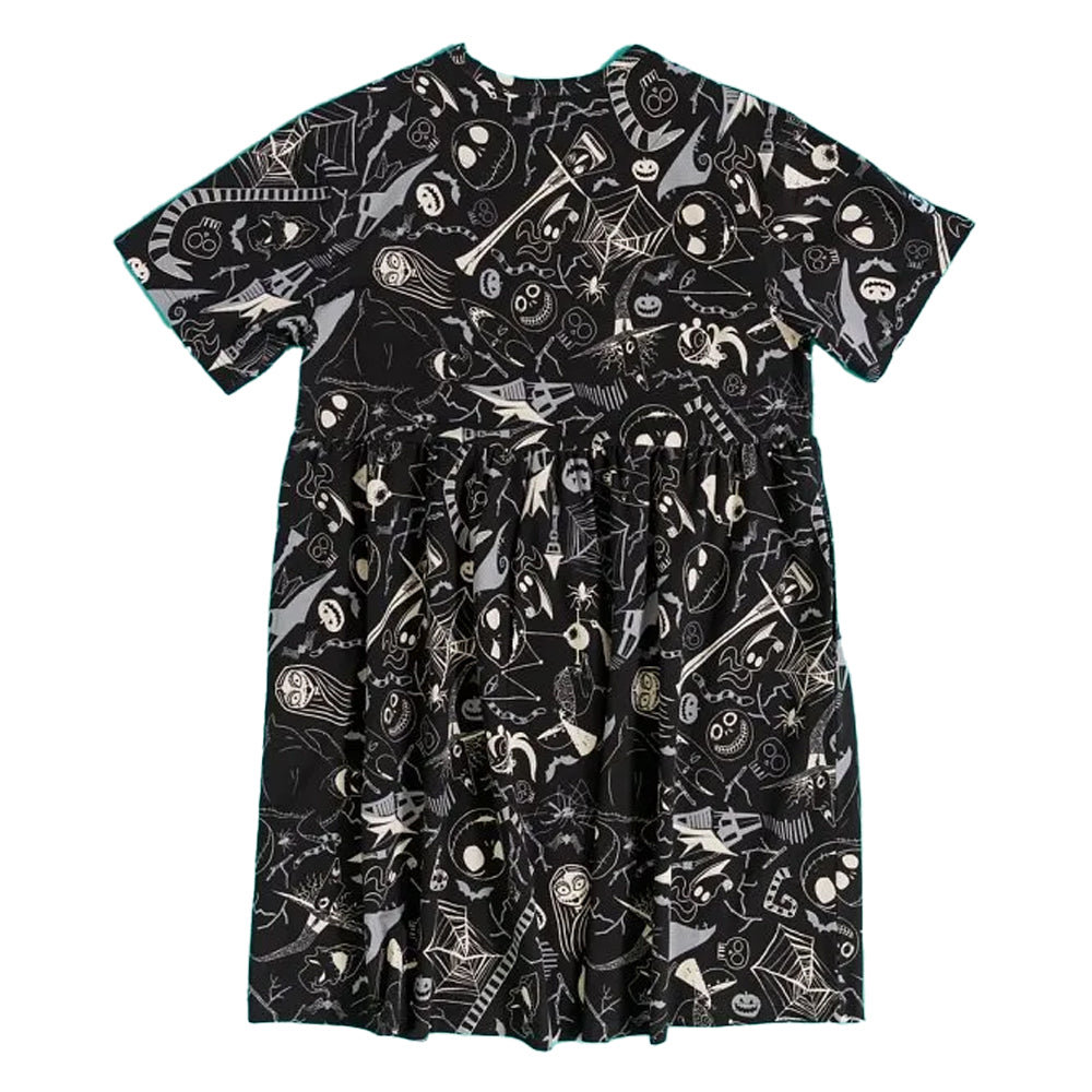 Black - Back - The Nightmare Before Christmas Womens-Ladies All-Over Print Smock Dress