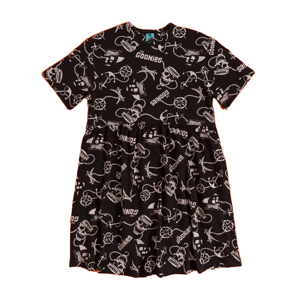 Black - Front - The Goonies Womens-Ladies Pirate Smock Dress
