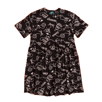 Black - Front - The Goonies Womens-Ladies Pirate Smock Dress