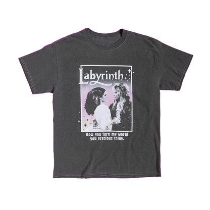 Charcoal - Front - Labyrinth Unisex Adult Precious Thing Vintage Wash T-Shirt