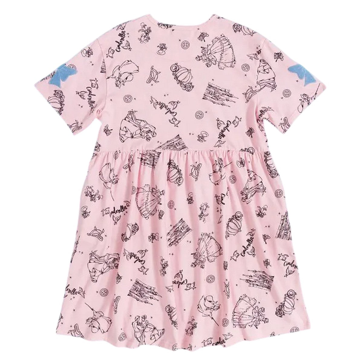 Pink - Back - Cinderella Womens-Ladies Fairytale Bows Smock Dress