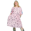 Pink - Side - Cinderella Womens-Ladies Fairytale Bows Smock Dress