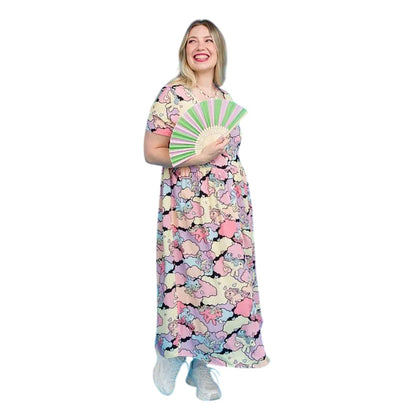 Multicoloured - Side - My Little Pony Womens-Ladies Clouds V Neck Midi Dress