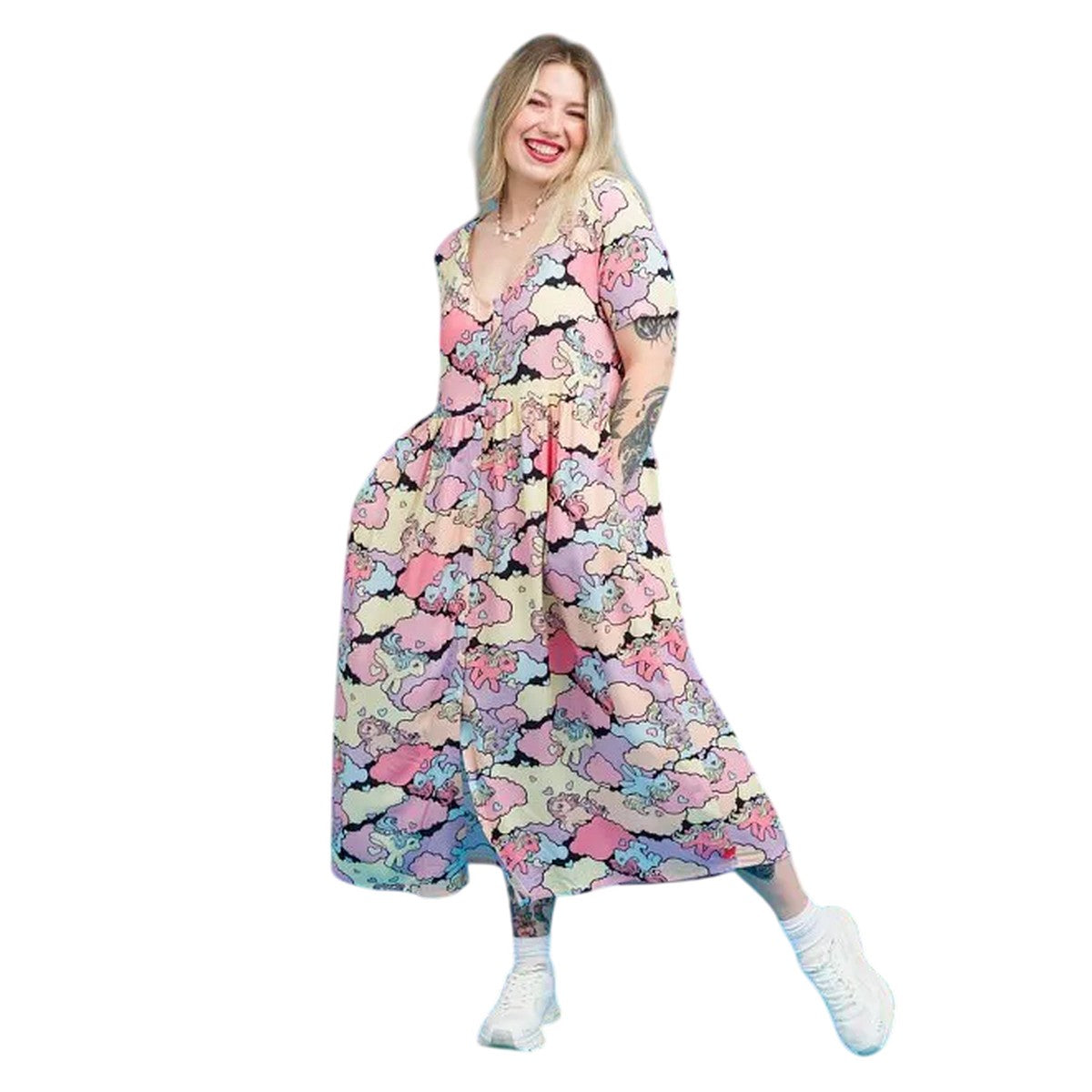 Multicoloured - Lifestyle - My Little Pony Womens-Ladies Clouds V Neck Midi Dress