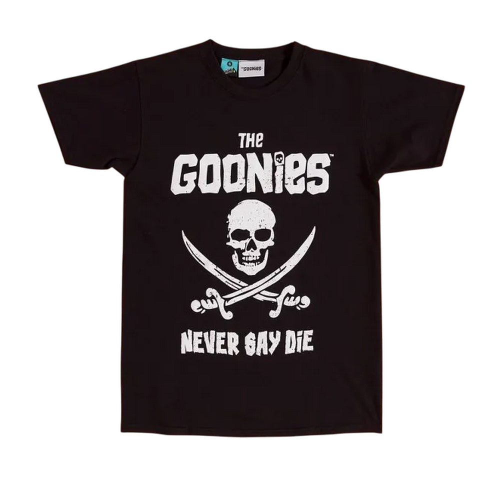 Black - Front - The Goonies Unisex Adult Never Say Die T-Shirt