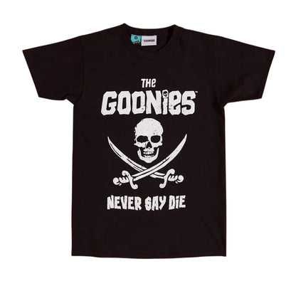Black - Front - The Goonies Unisex Adult Never Say Die T-Shirt