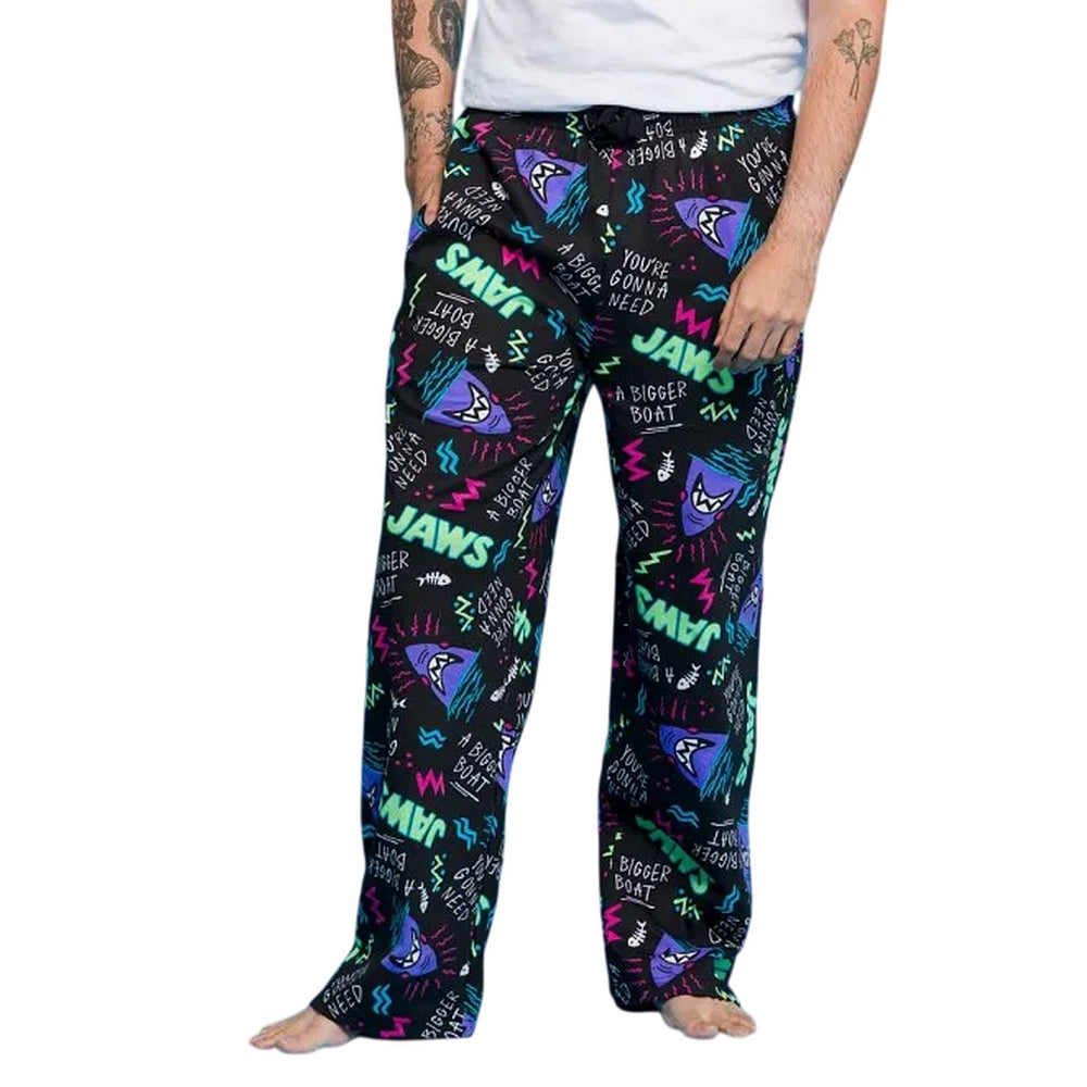 Black-Charcoal - Side - Jaws Mens All-Over Print Lounge Pants