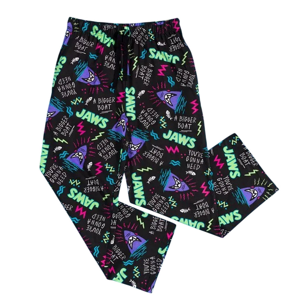 Black-Charcoal - Front - Jaws Mens All-Over Print Lounge Pants