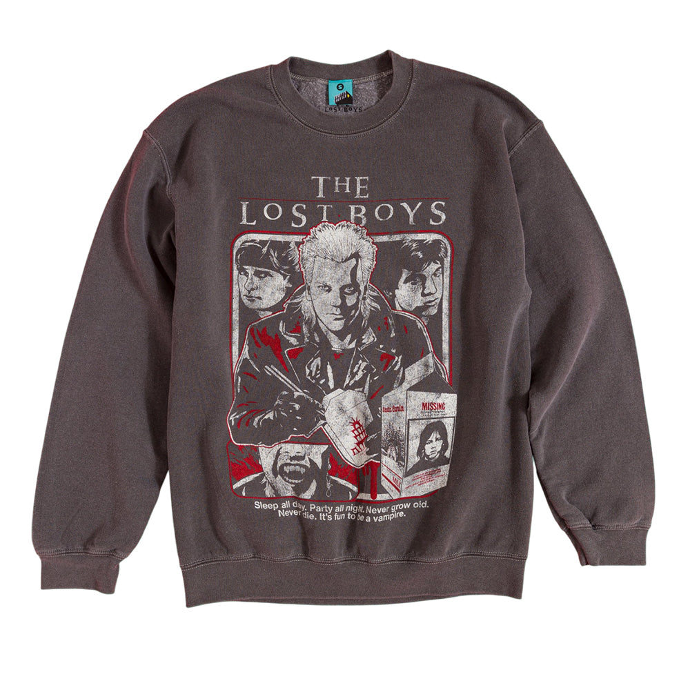 Charcoal - Front - The Lost Boys Unisex Adult Sleep All Day Vintage Wash Sweatshirt