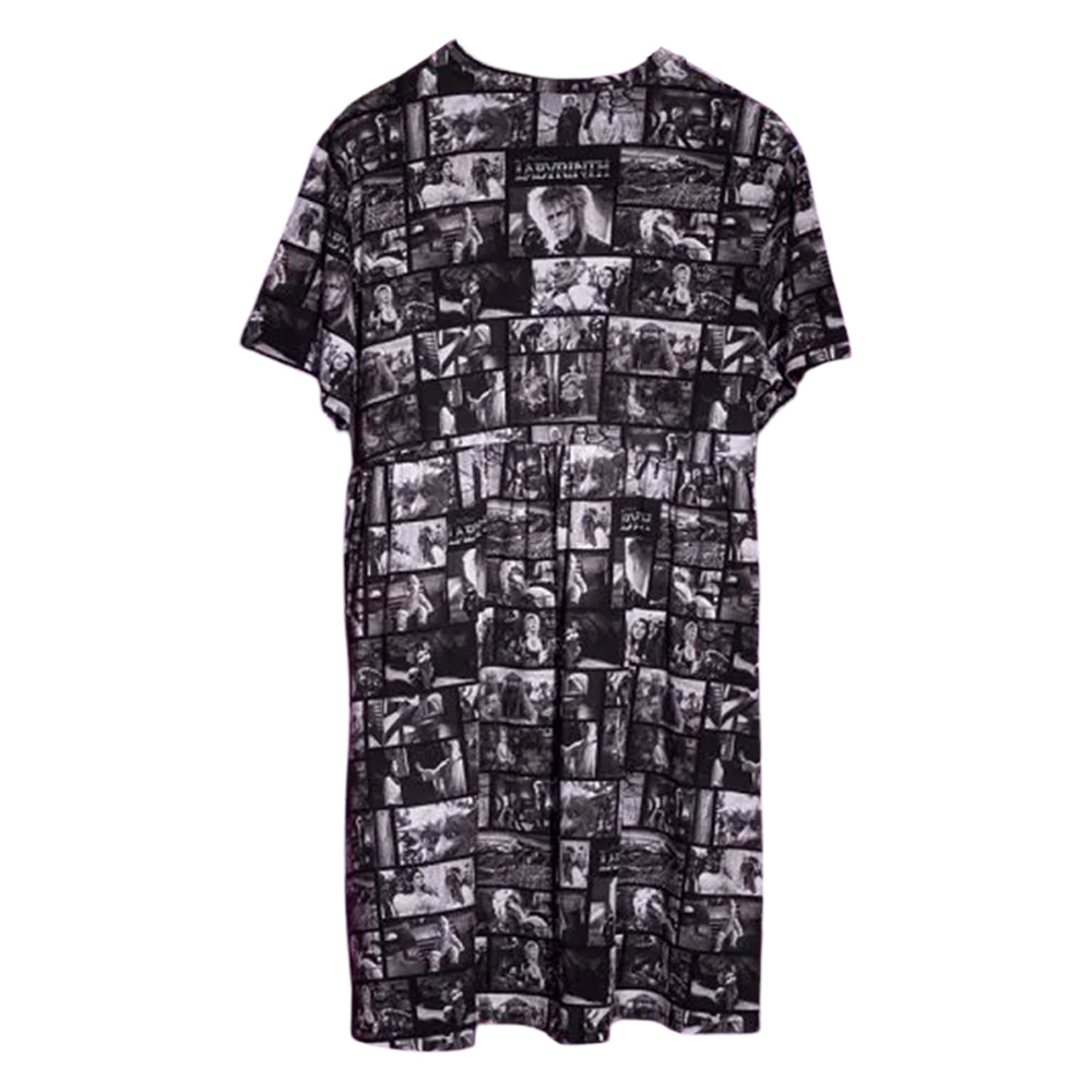 Black - Back - Labyrinth Womens-Ladies Movie Reel Smock Dress