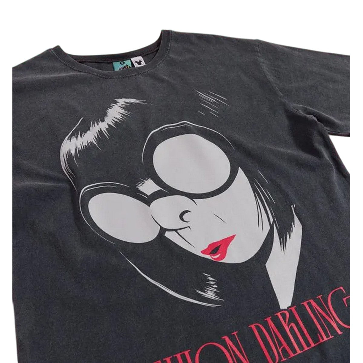 Charcoal - Side - Incredibles Womens-Ladies Fashion Darling Edna Mode Washed T-Shirt Dress