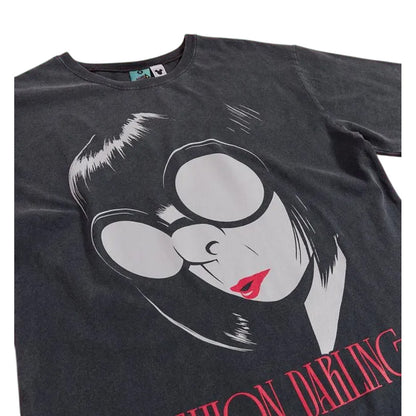 Charcoal - Side - Incredibles Womens-Ladies Fashion Darling Edna Mode Washed T-Shirt Dress