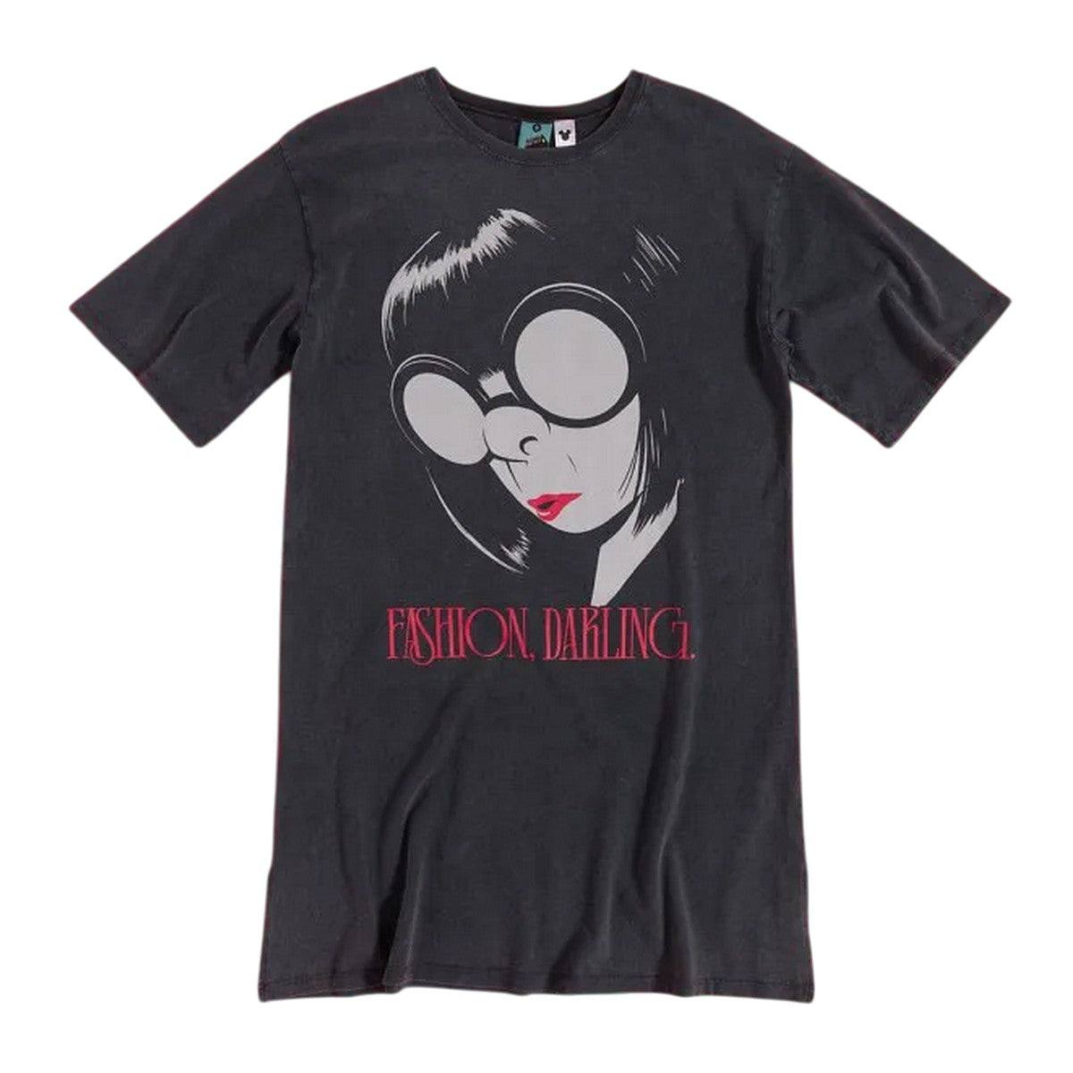 Charcoal - Front - Incredibles Womens-Ladies Fashion Darling Edna Mode Washed T-Shirt Dress
