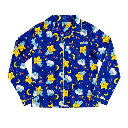 Blue - Back - Care Bears Womens-Ladies Retro Long Pyjama Set