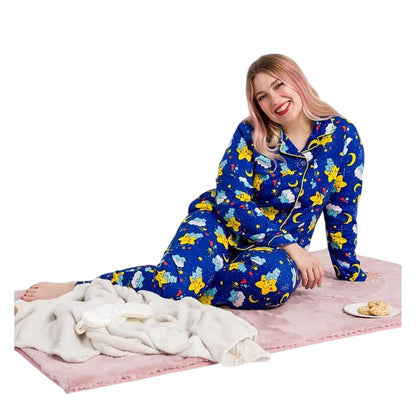 Blue - Pack Shot - Care Bears Womens-Ladies Retro Long Pyjama Set