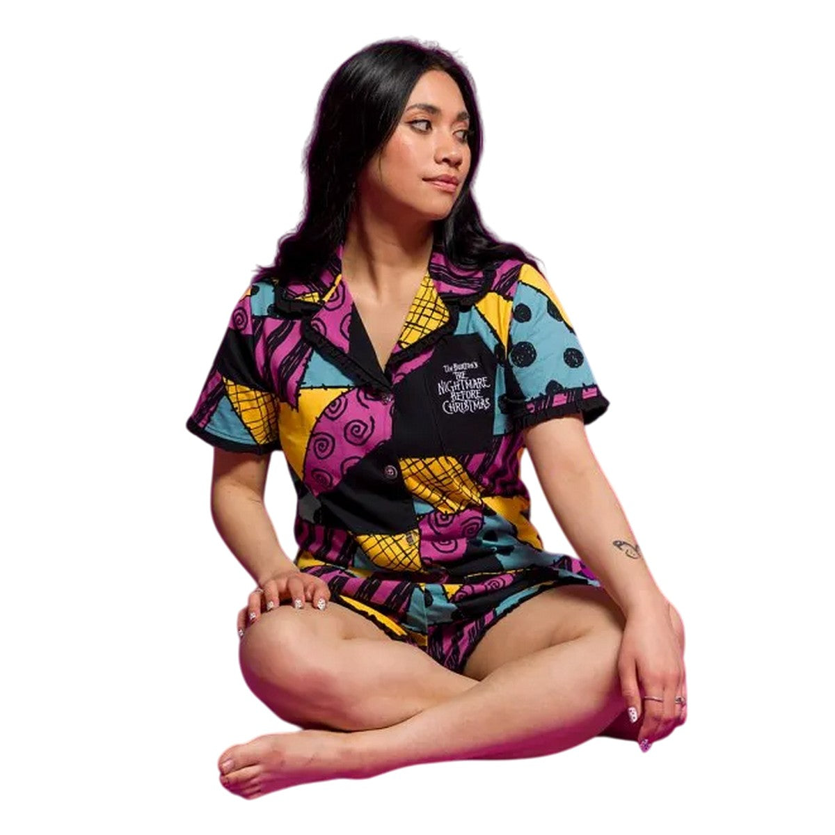 Multicoloured - Side - The Nightmare Before Christmas Womens-Ladies Sally Short Pyjama Set