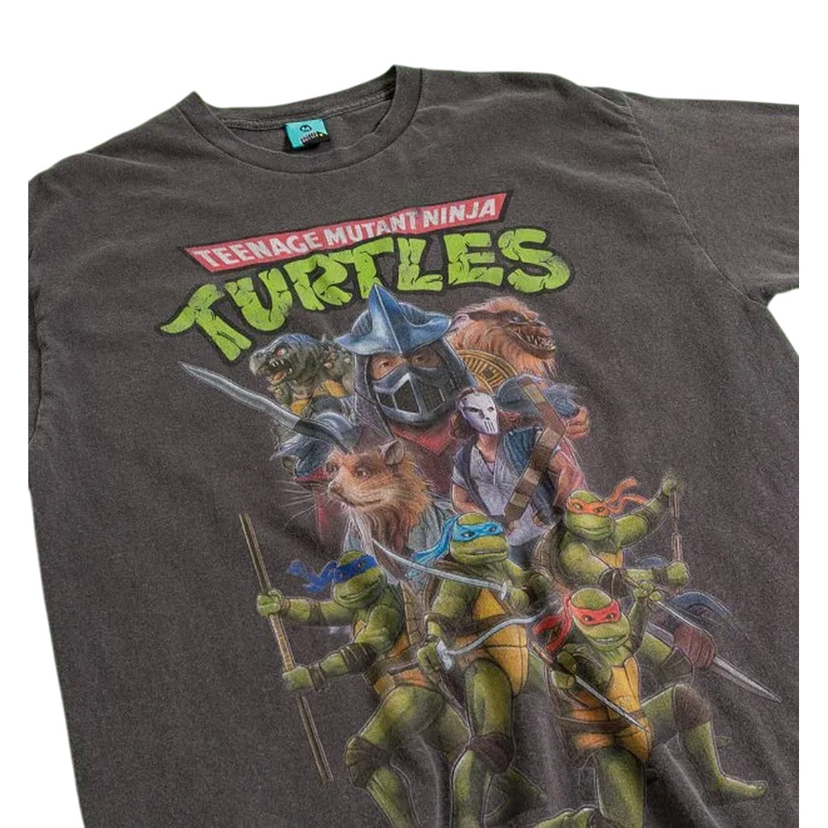 Charcoal - Side - Teenage Mutant Ninja Turtles Unisex Adult Retro Vintage Wash T-Shirt