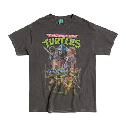 Charcoal - Front - Teenage Mutant Ninja Turtles Unisex Adult Retro Vintage Wash T-Shirt
