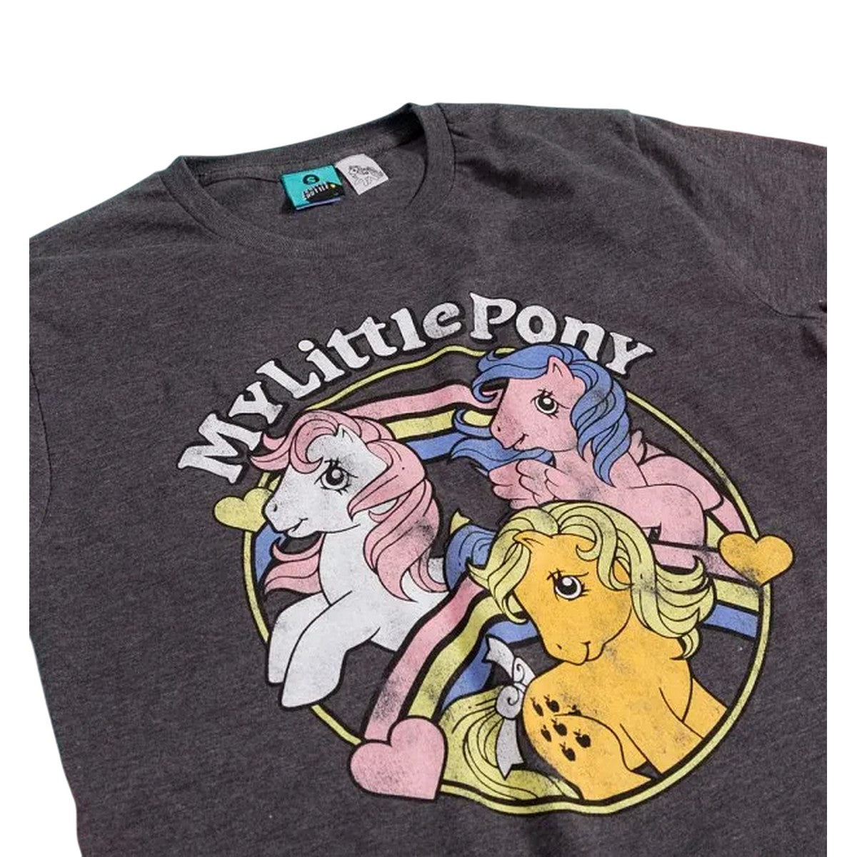 Charcoal - Side - My Little Pony Unisex Adult Party Rainbow T-Shirt