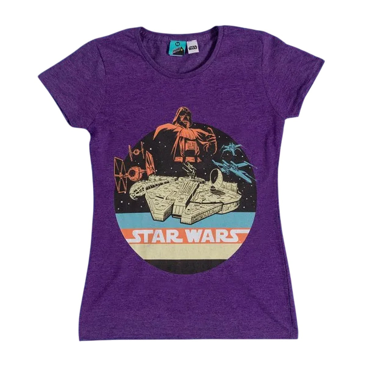 Heather Purple - Front - Star Wars Womens-Ladies Space Scene Retro T-Shirt