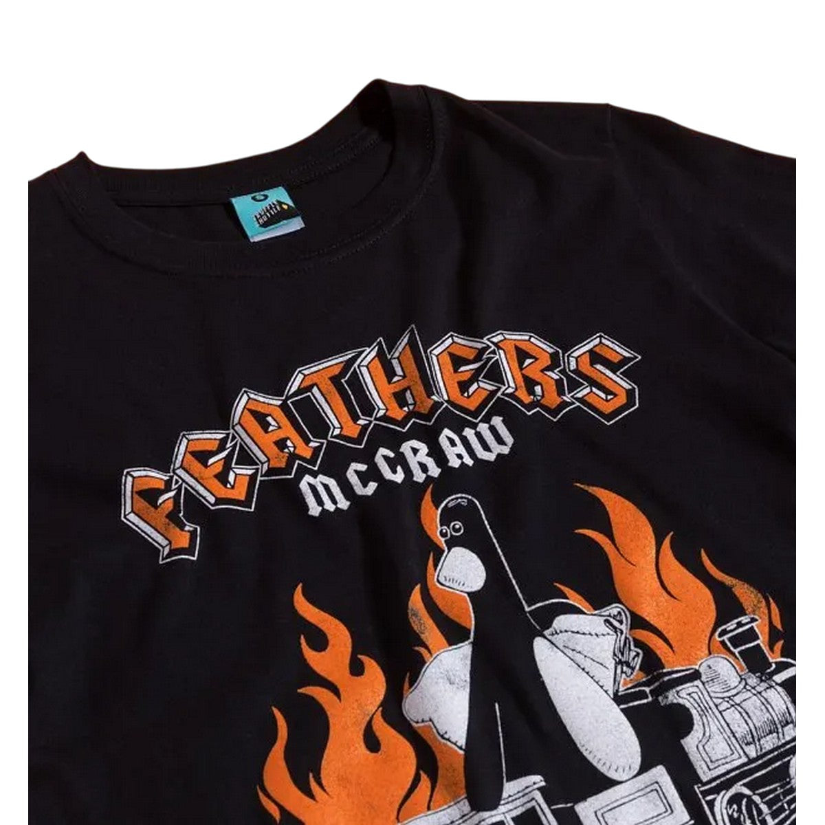 Black - Back - Wallace and Gromit Unisex Adult Feathers McGraw Rock T-Shirt