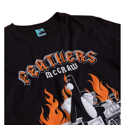 Black - Back - Wallace and Gromit Unisex Adult Feathers McGraw Rock T-Shirt