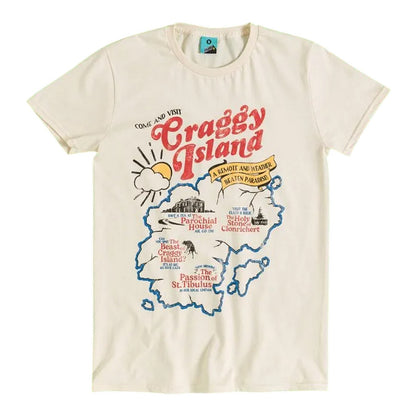 Natural - Front - Father Ted Unisex Adult Inspired Craggy Island Map T-Shirt