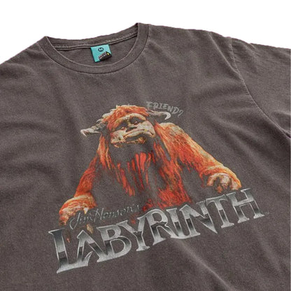 Black-Charcoal - Side - Labyrinth Unisex Adult Friend Ludo Vintage T-Shirt