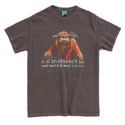 Black-Charcoal - Front - Labyrinth Unisex Adult Friend Ludo Vintage T-Shirt