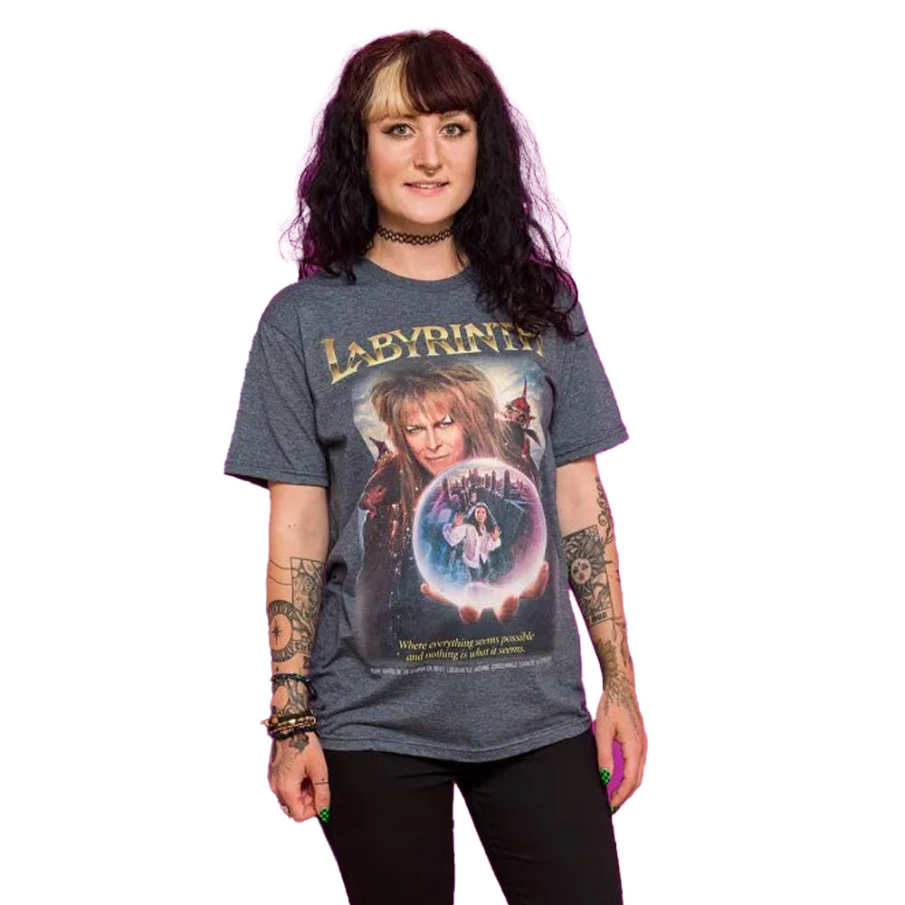 Black-Charcoal - Lifestyle - Labyrinth Unisex Adult Classic Movie Poster T-Shirt