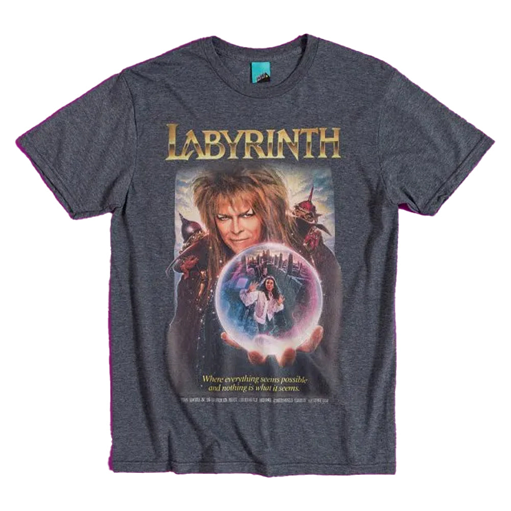 Black-Charcoal - Front - Labyrinth Unisex Adult Classic Movie Poster T-Shirt