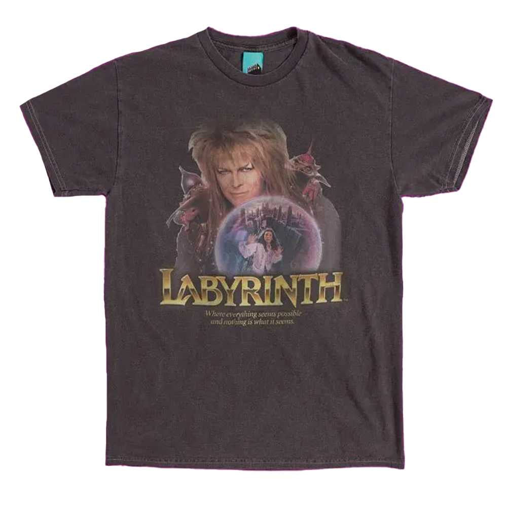 Charcoal - Front - Labyrinth Unisex Adult Jareth The Goblin King Crystal Ball T-Shirt