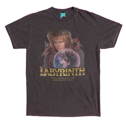 Charcoal - Front - Labyrinth Unisex Adult Jareth The Goblin King Crystal Ball T-Shirt