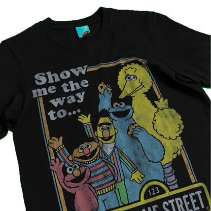 Black-Charcoal - Side - Sesame Street Unisex Adult Show Me The Way To T-Shirt