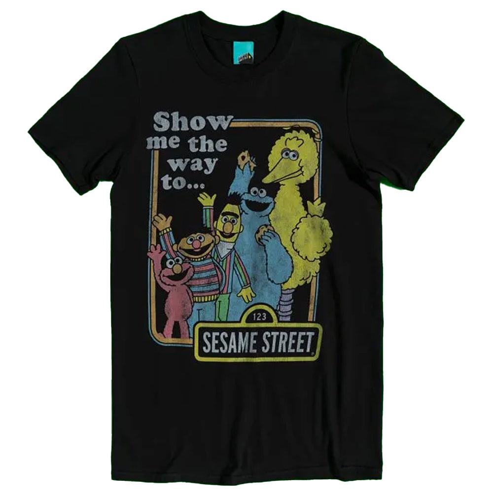 Black-Charcoal - Front - Sesame Street Unisex Adult Show Me The Way To T-Shirt