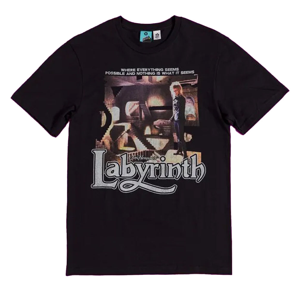 Black-Charcoal - Front - Labyrinth Unisex Adult Maze Scene Jareth The Goblin King T-Shirt
