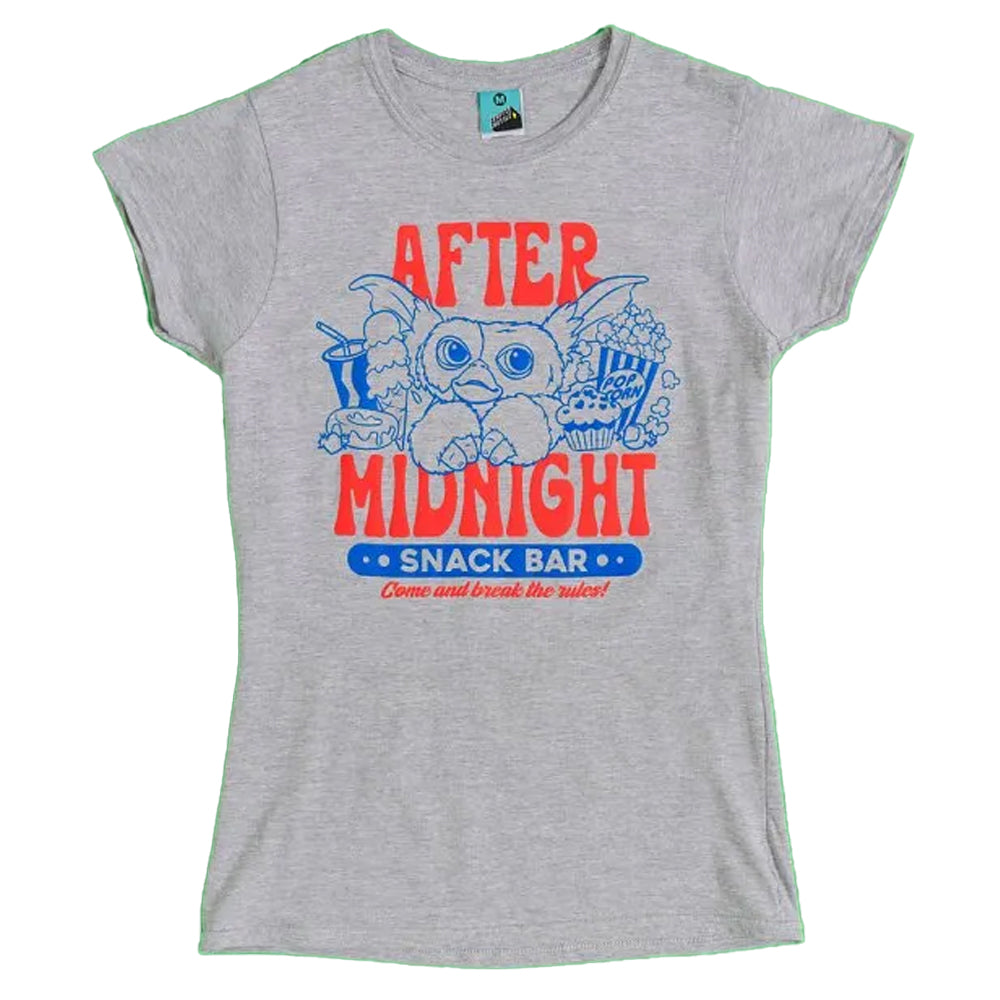 Grey - Front - Gremlins Womens-Ladies After Midnight Snack Bar Fitted T-Shirt