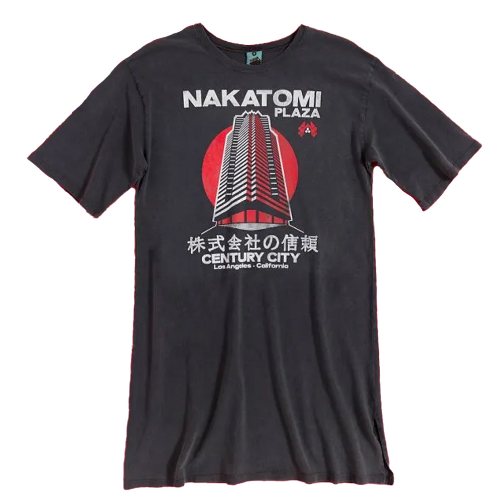 Black-Charcoal - Front - Die Hard Womens-Ladies Inspired Nakatomi Plaza T-Shirt Dress