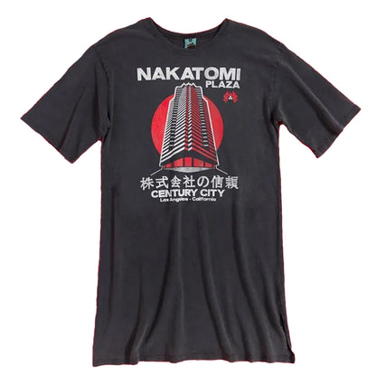 Black-Charcoal - Front - Die Hard Womens-Ladies Inspired Nakatomi Plaza T-Shirt Dress