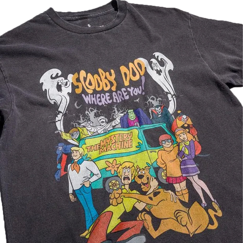 Charcoal - Side - Scooby Doo Unisex Adult Where Are You Vintage Wash T-Shirt
