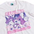 White - Side - Gremlins Unisex Adult Cyber Stripe & Gizmo T-Shirt